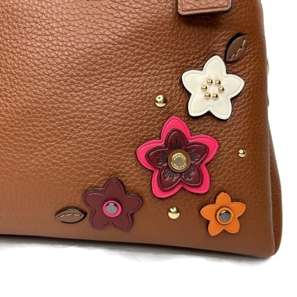 Coach Lillie Flower Floral Appliqué Rivet Brown Leather Crossbody Bag 2849 NWT - Picture 3 of 13